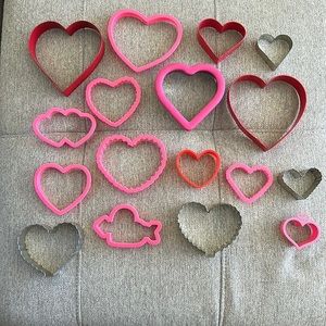 Variety of heart shaped cookie cutters